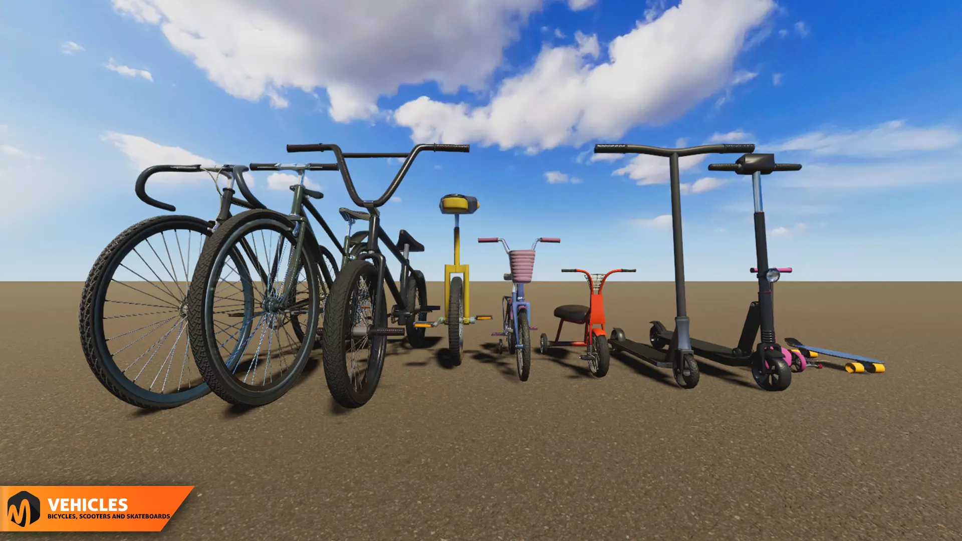 Vehicles - bicycles  scooters and skateboards 3D model_0