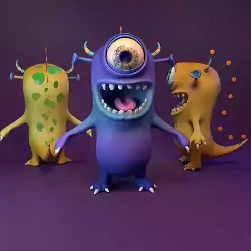 Cartoon Monster or alien friend  Low-poly 3D model
