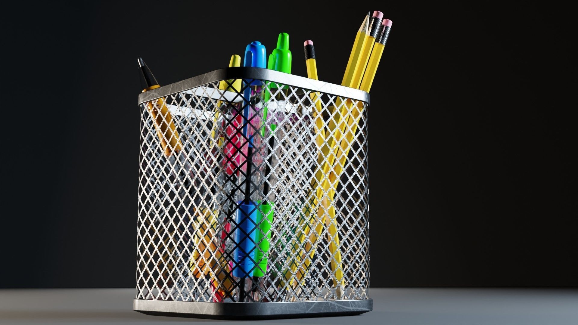 Pencil Pen Holder 3D model_2
