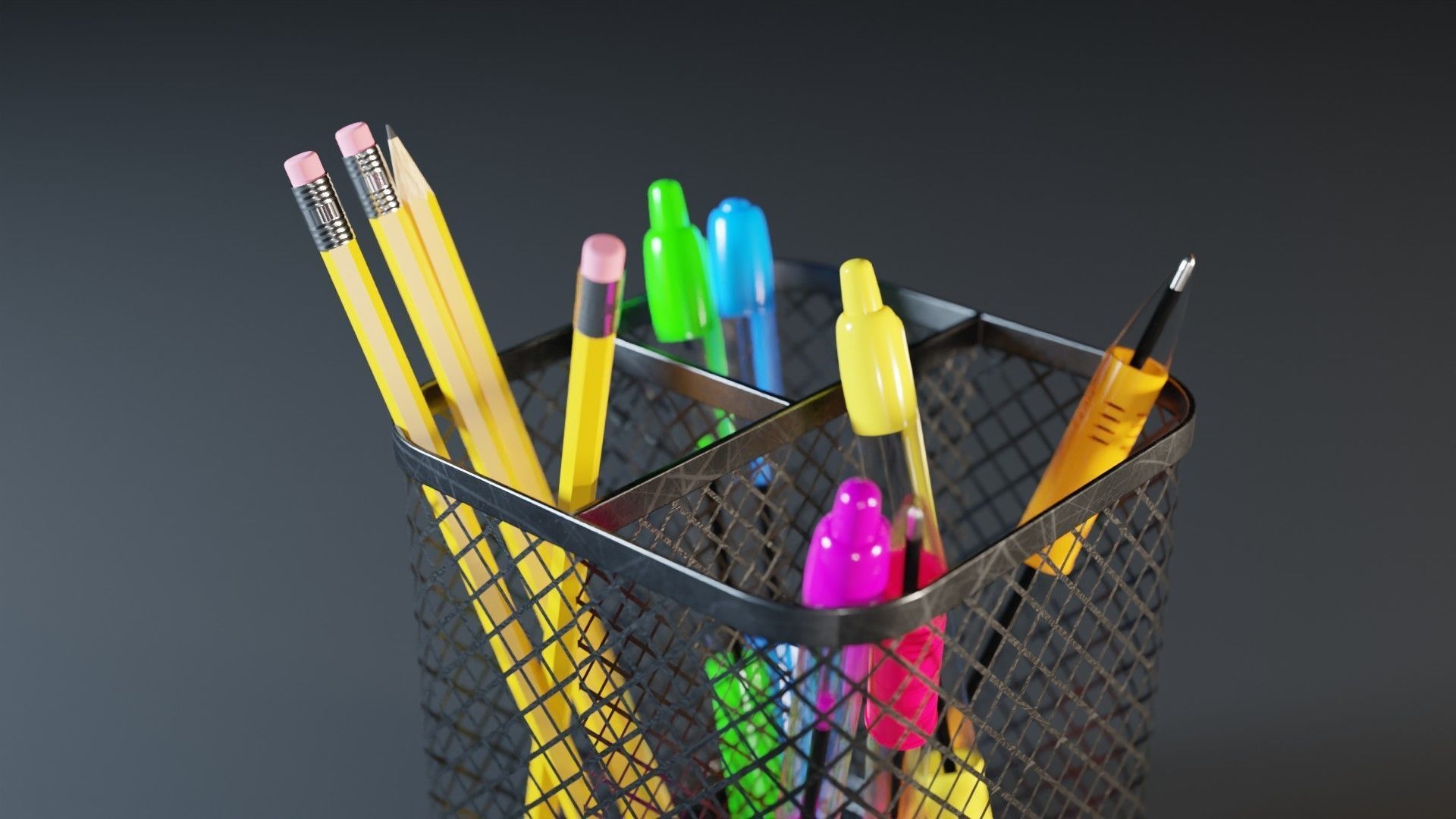 Pencil Pen Holder 3D model_4