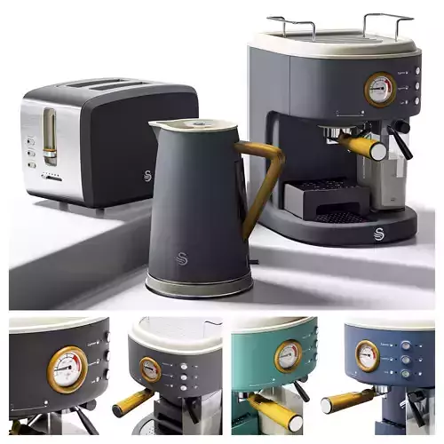 Swan Set Appliances- Nordic Low-poly 3D model