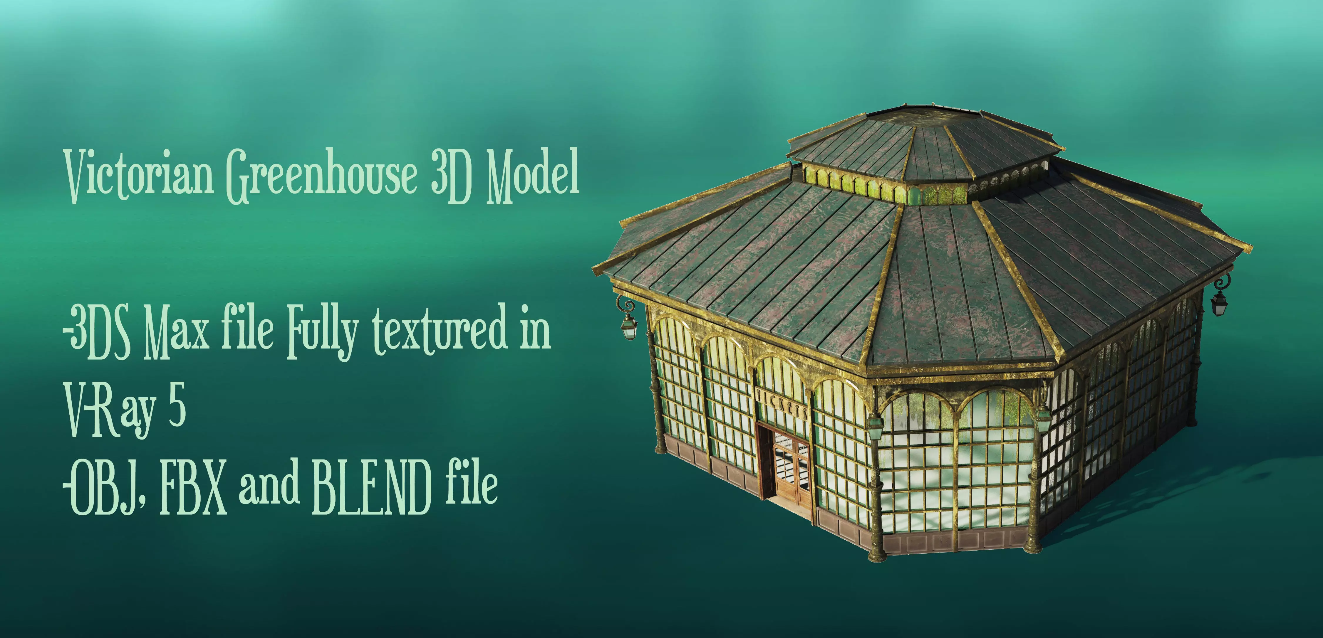 Victorian Greenhouse Low-poly 3D model_0