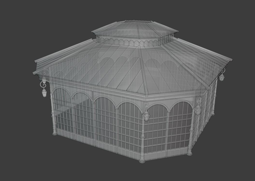 Victorian Greenhouse Low-poly 3D model_9