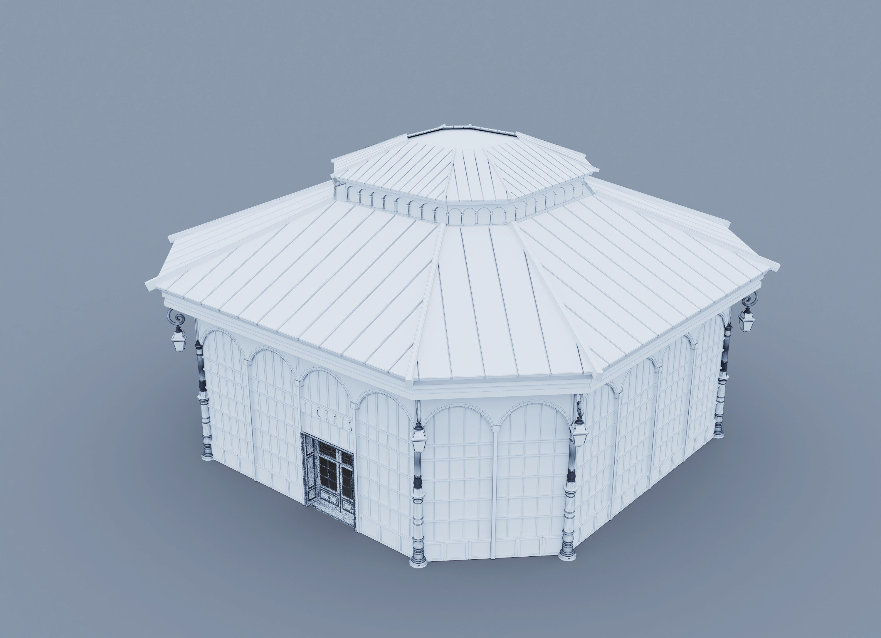 Victorian Greenhouse Low-poly 3D model_6