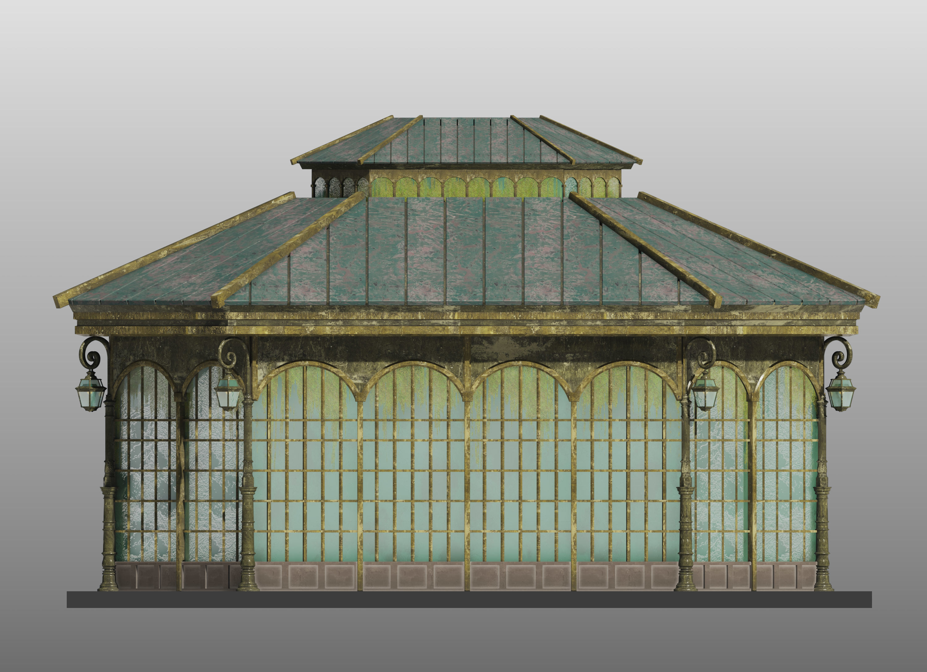 Victorian Greenhouse Low-poly 3D model_4