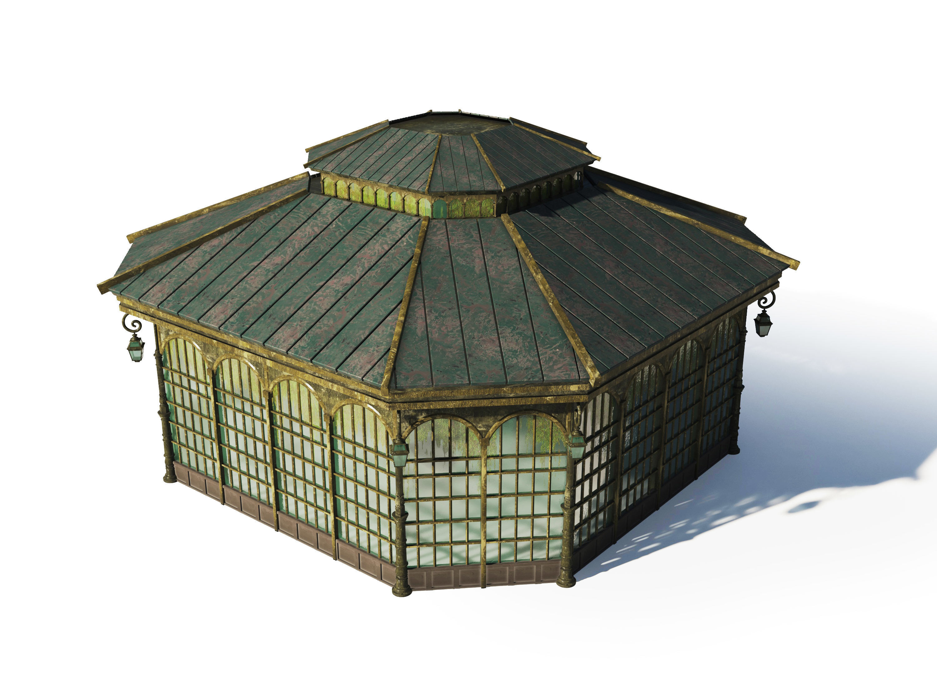 Victorian Greenhouse Low-poly 3D model_1