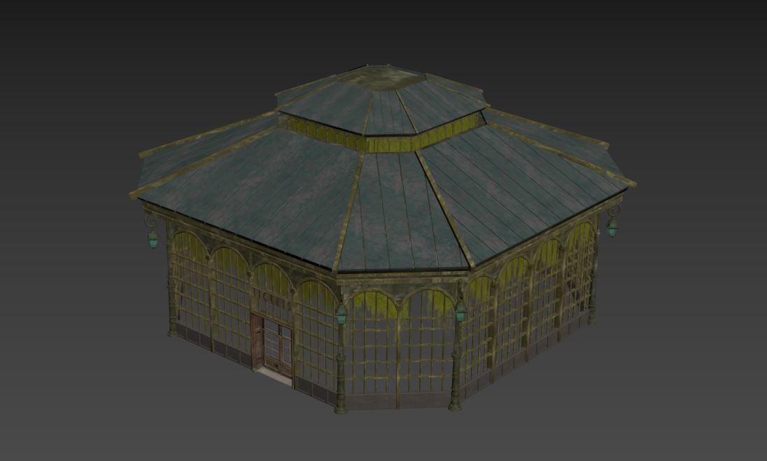 Victorian Greenhouse Low-poly 3D model_7