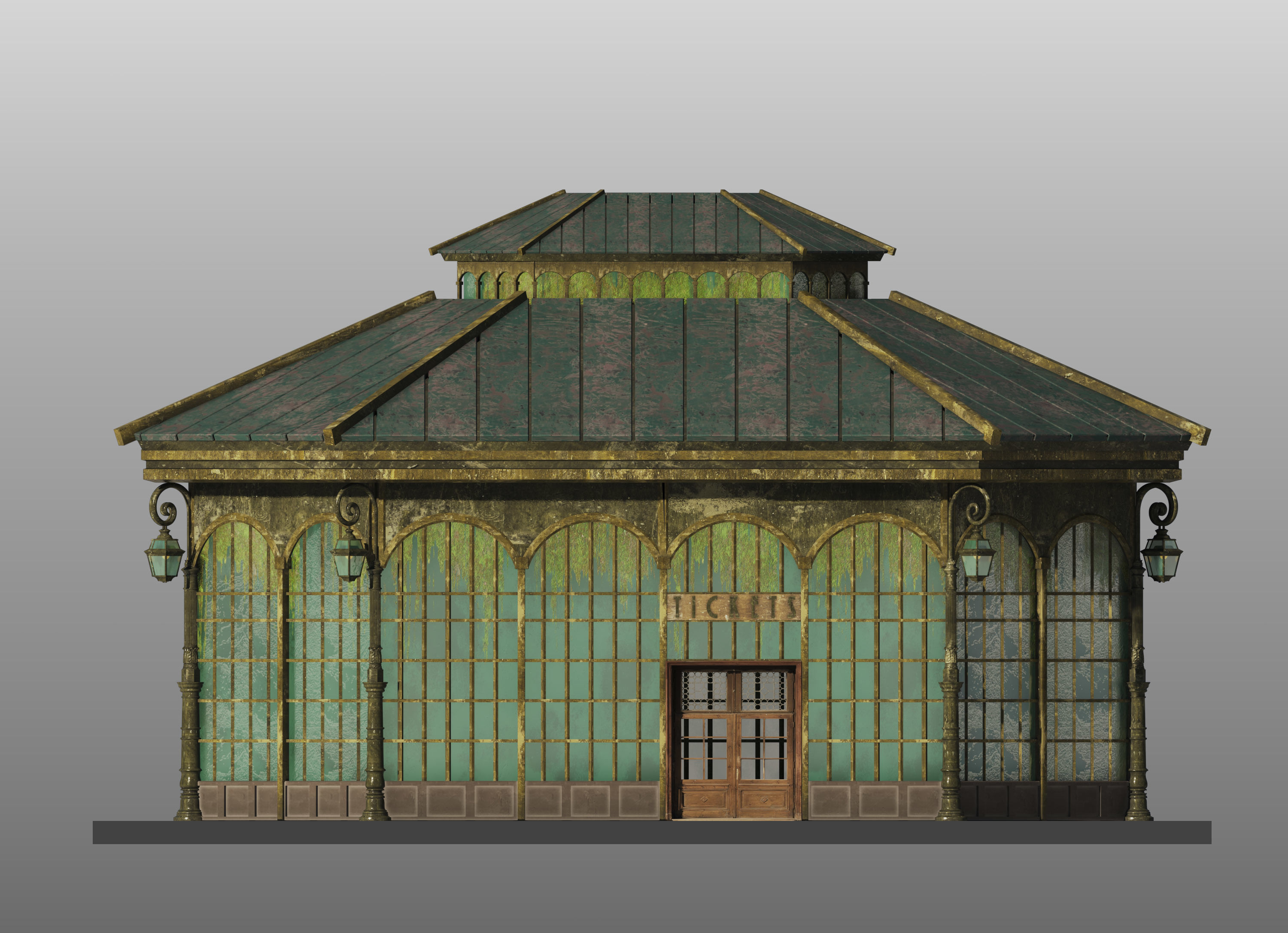 Victorian Greenhouse Low-poly 3D model_3