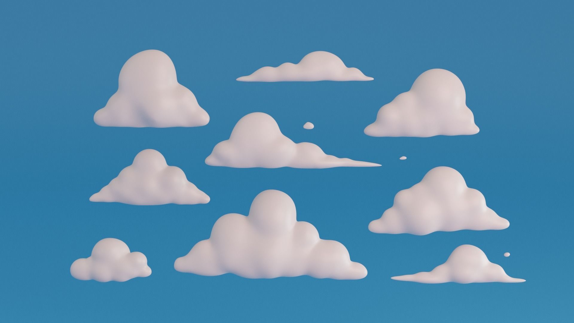Cartoon clouds pack Low-poly 3D model_13
