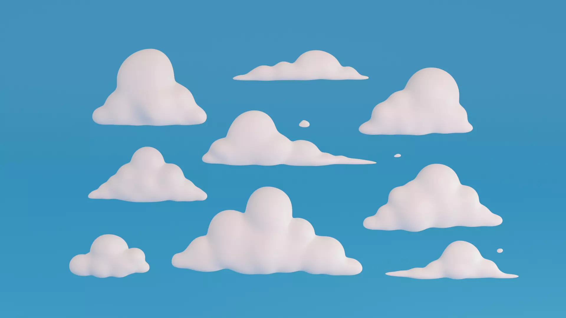 Cartoon clouds pack Low-poly 3D model_0