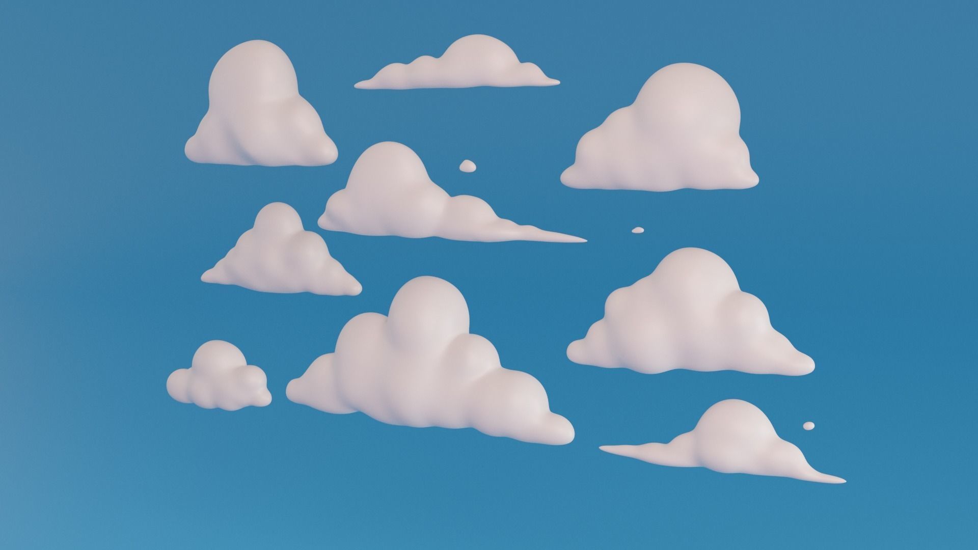 Cartoon clouds pack Low-poly 3D model_11