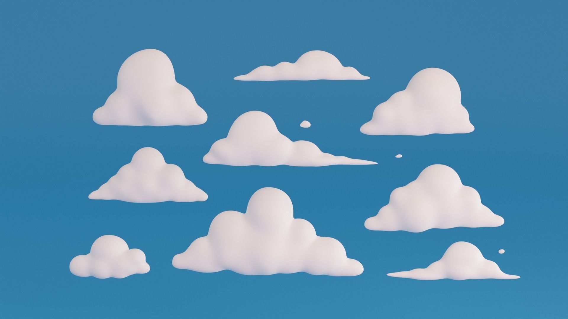Cartoon clouds pack Low-poly 3D model_1