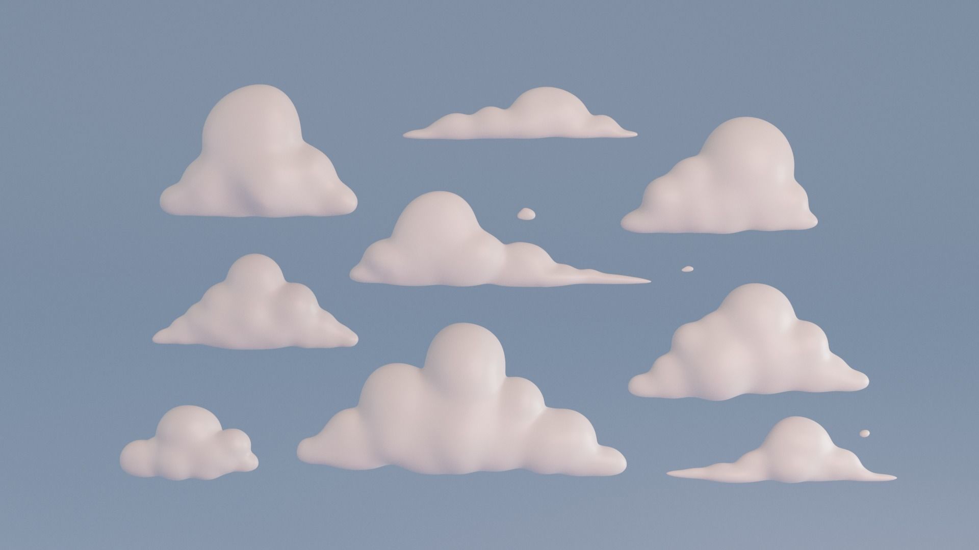 Cartoon clouds pack Low-poly 3D model_15