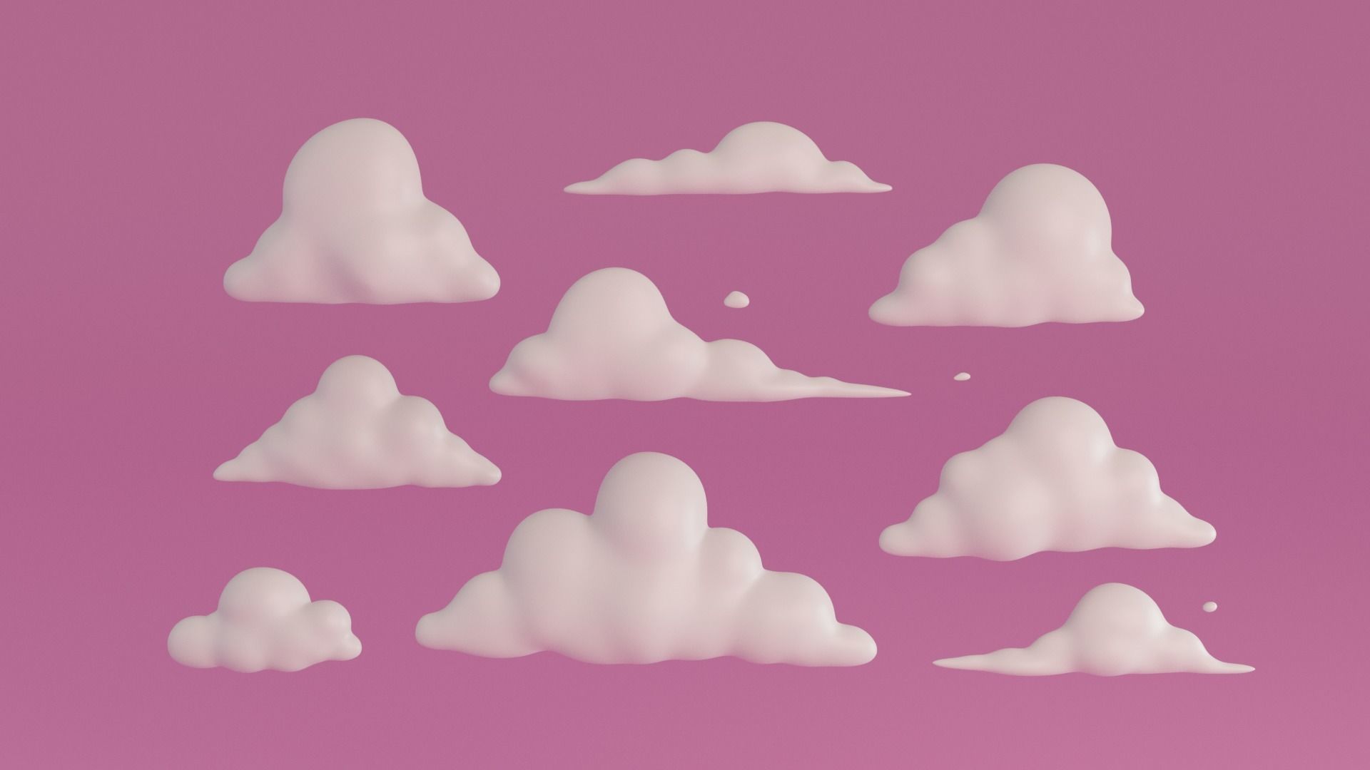 Cartoon clouds pack Low-poly 3D model_14
