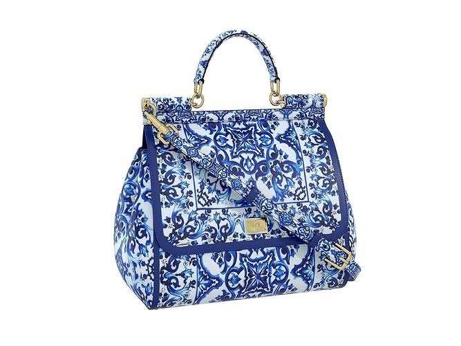 Dolce Gabbana Sicily Bag Blue Print Low-poly 3D model