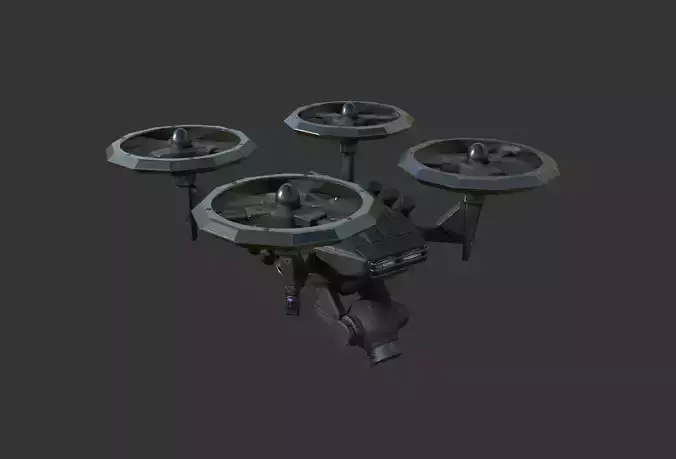 SciFi Police Drone Low-poly PBR game  model Low-poly 3D model