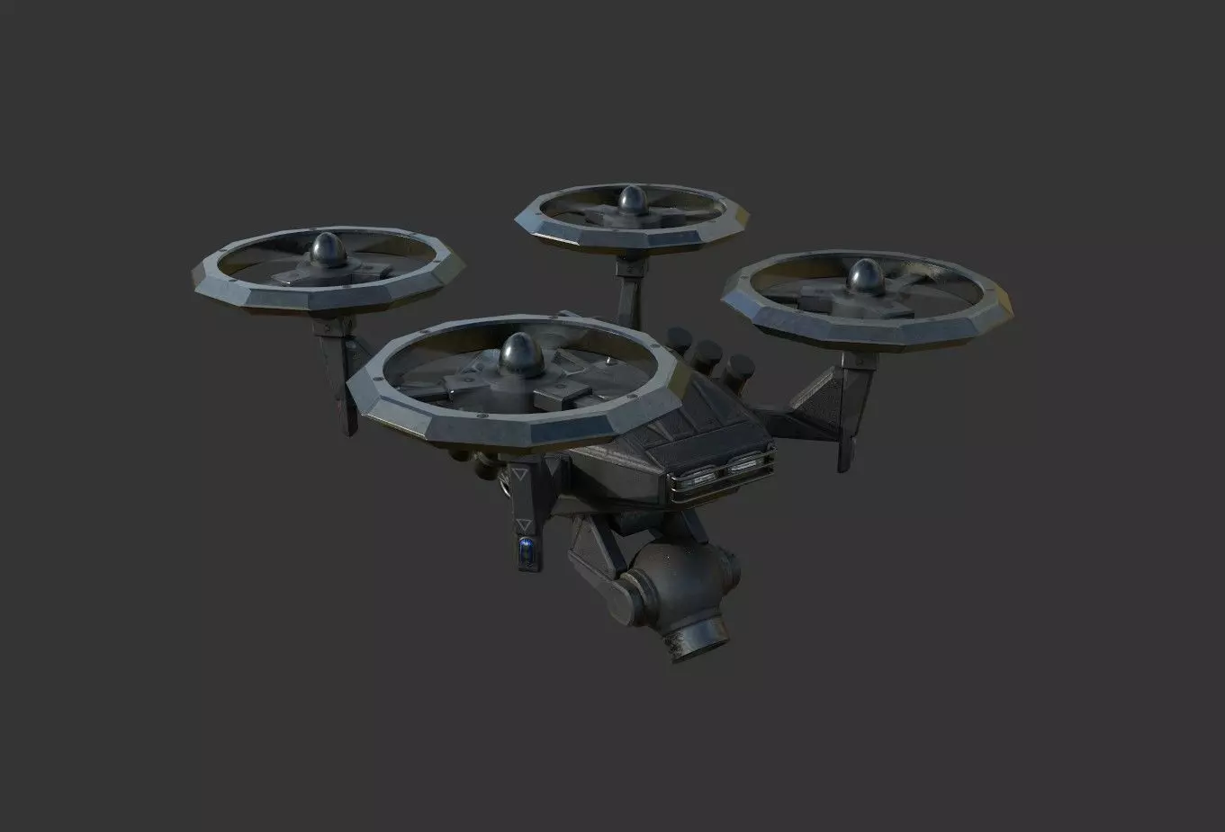SciFi Police Drone Low-poly PBR game  model Low-poly 3D model_0