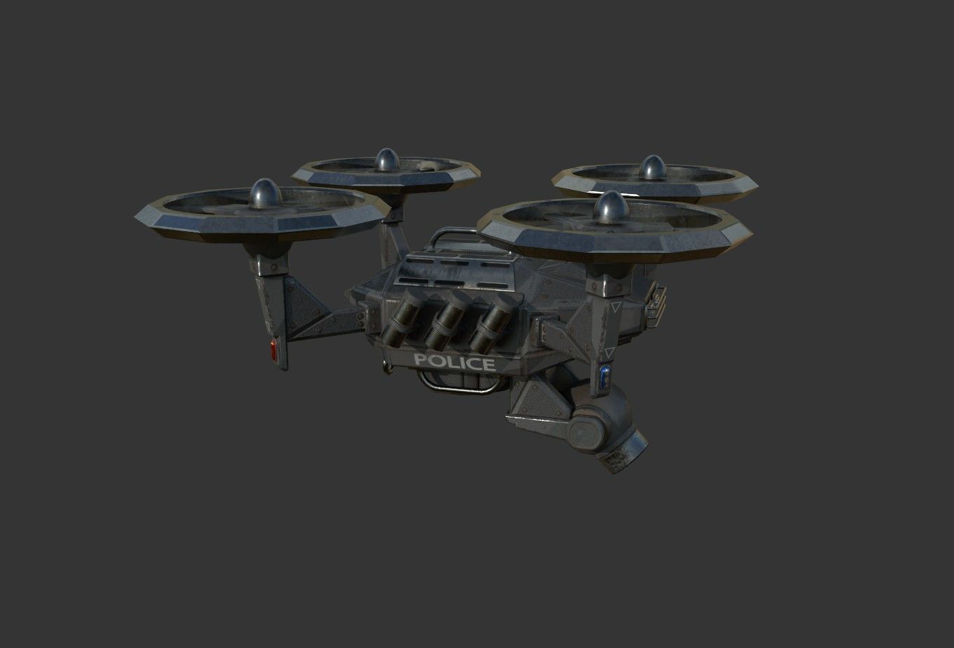SciFi Police Drone Low-poly PBR game  model Low-poly 3D model_1