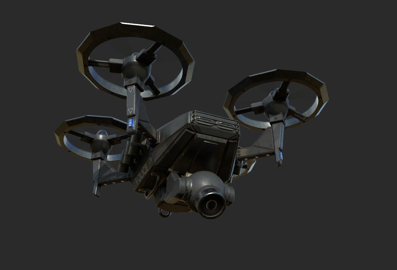 SciFi Police Drone Low-poly PBR game  model Low-poly 3D model_6