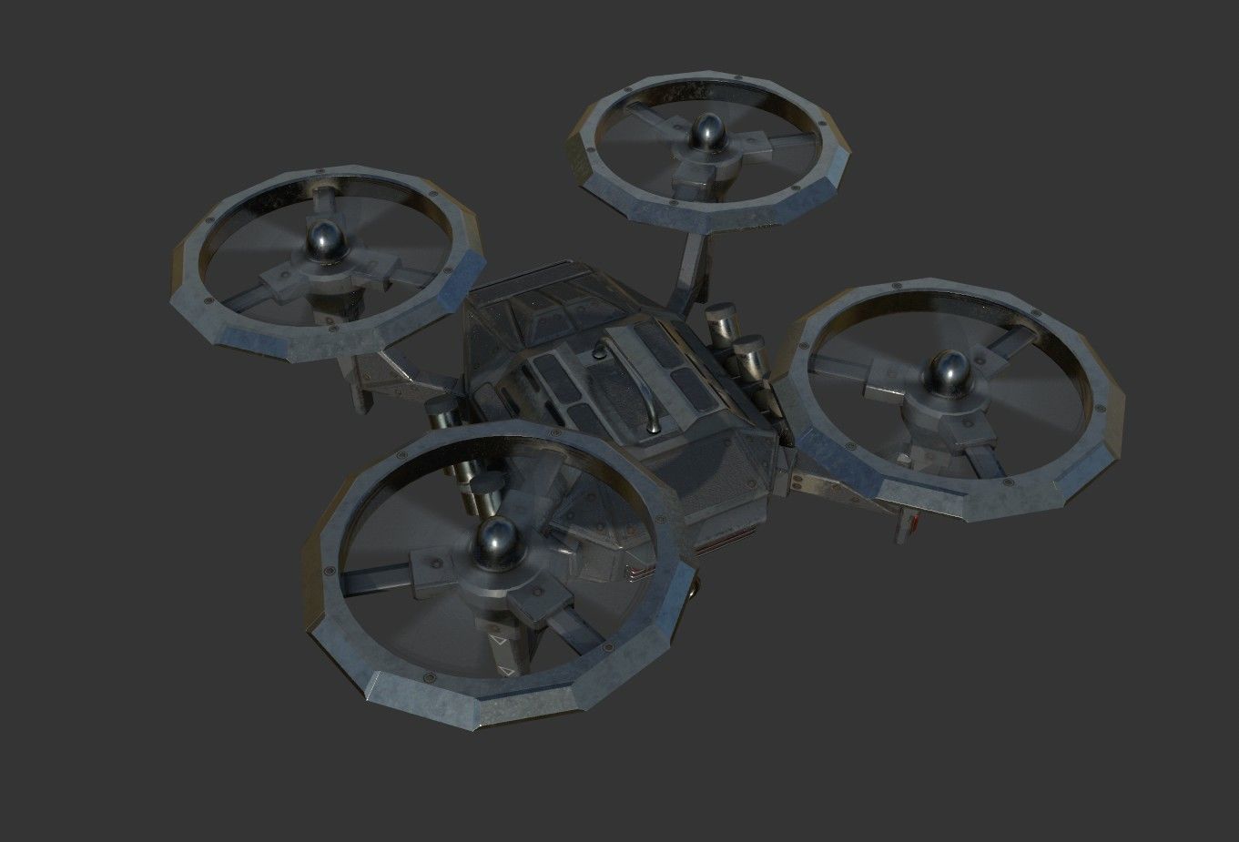 SciFi Police Drone Low-poly PBR game  model Low-poly 3D model_3