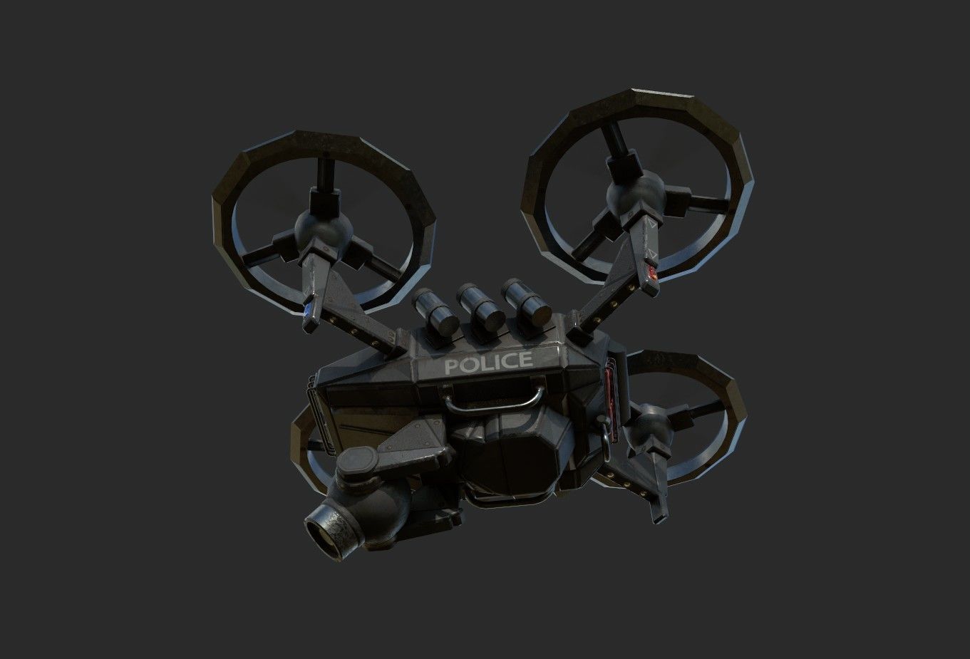 SciFi Police Drone Low-poly PBR game  model Low-poly 3D model_5