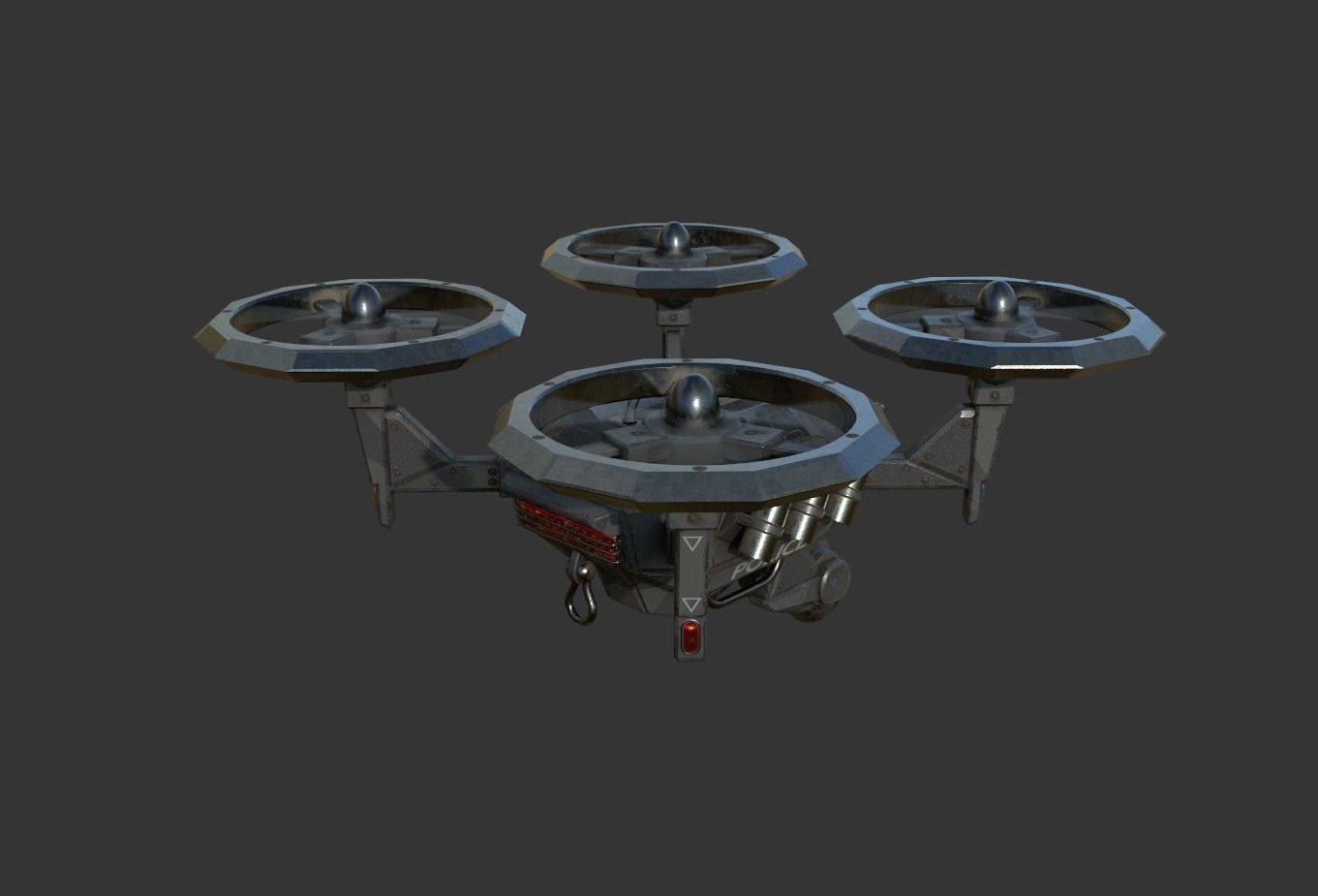 SciFi Police Drone Low-poly PBR game  model Low-poly 3D model_2