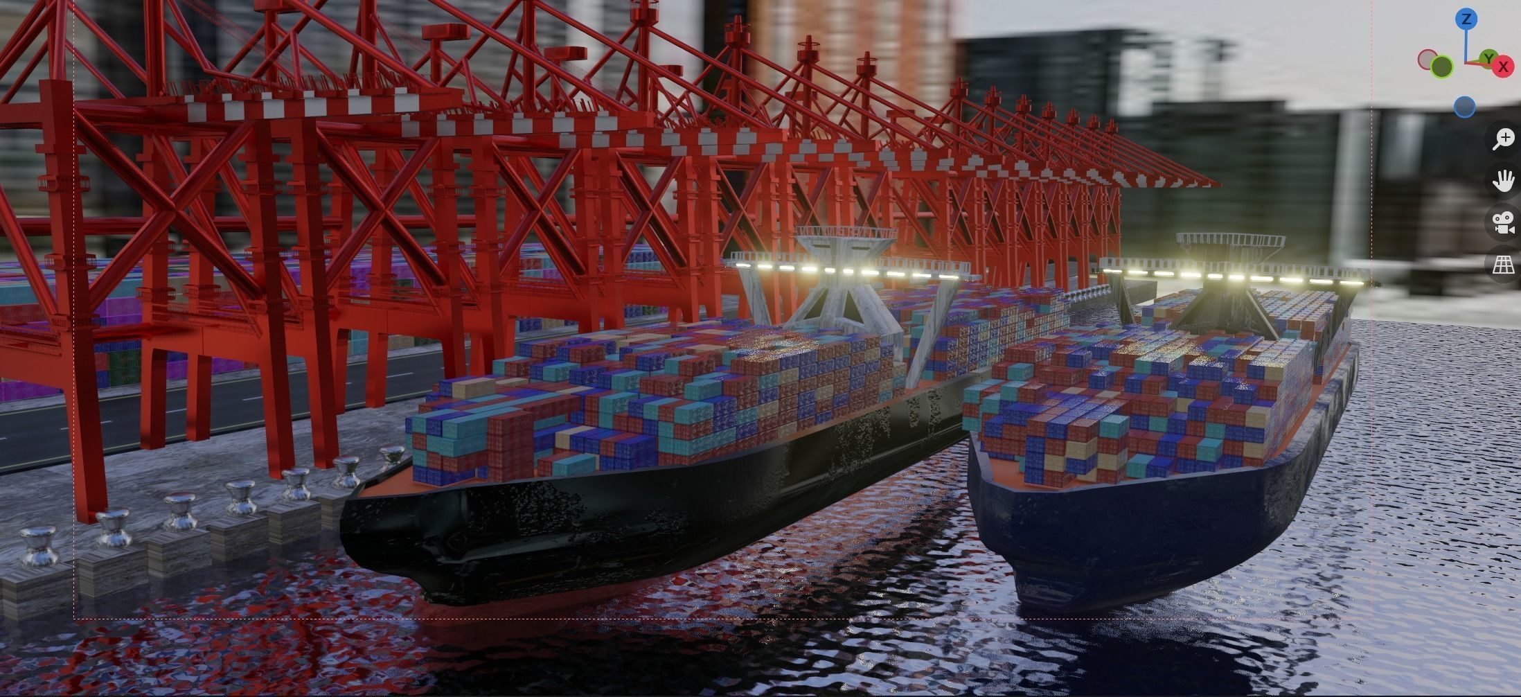 Realistic Port Terminal with cargo-container 3D model_18