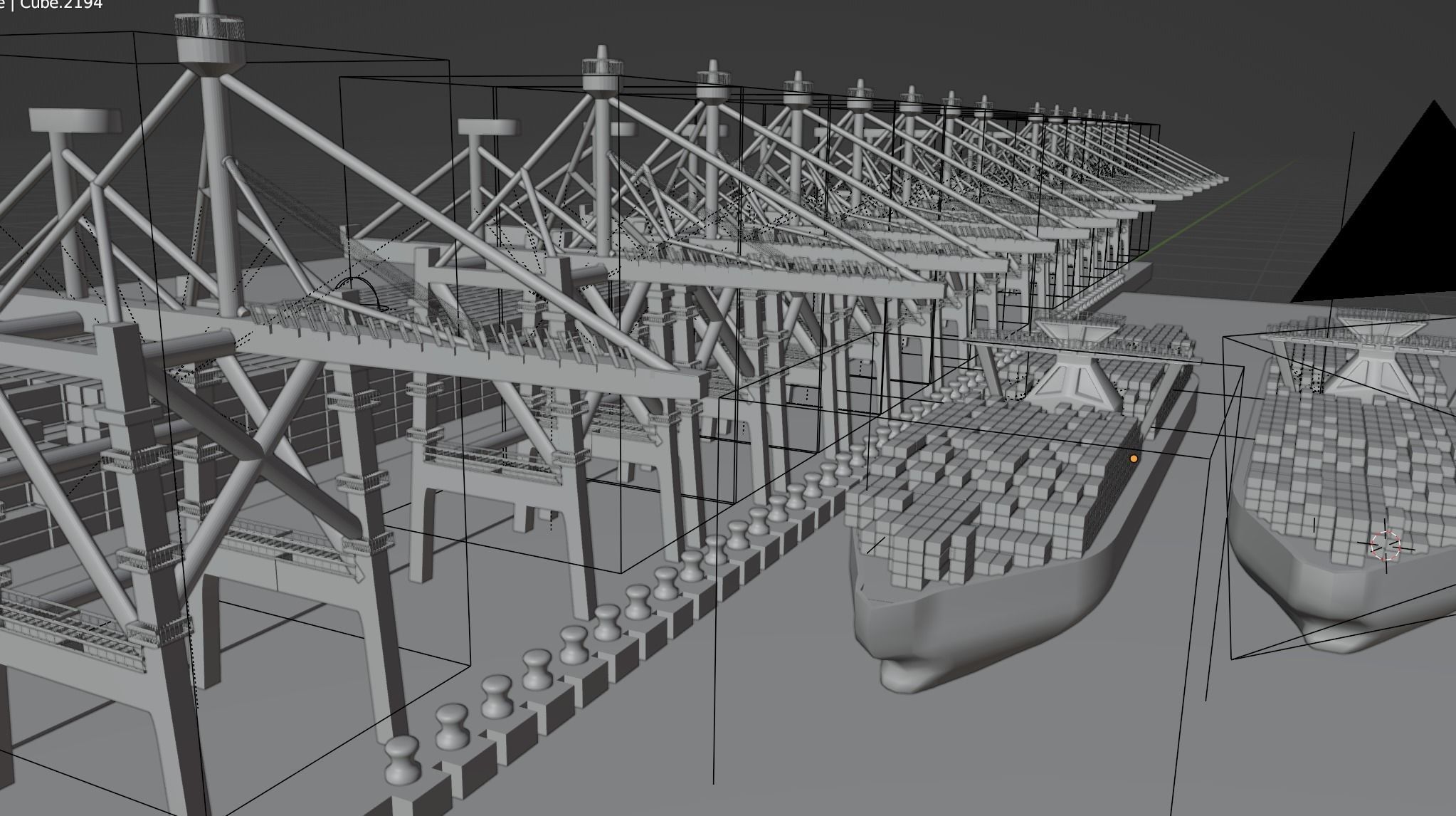 Realistic Port Terminal with cargo-container 3D model_22