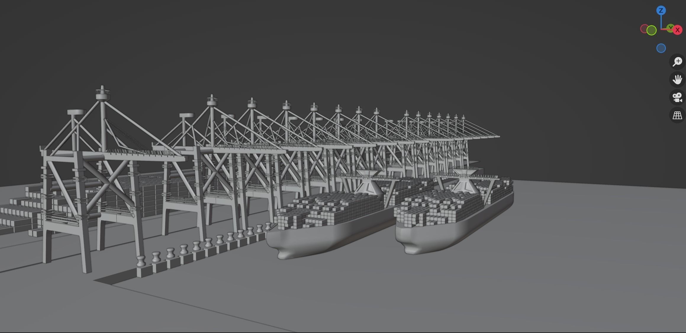 Realistic Port Terminal with cargo-container 3D model_19