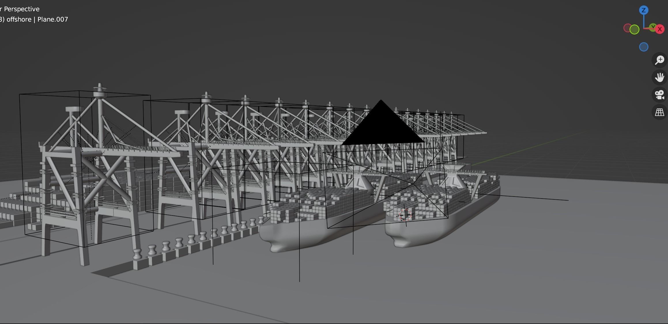 Realistic Port Terminal with cargo-container 3D model_21