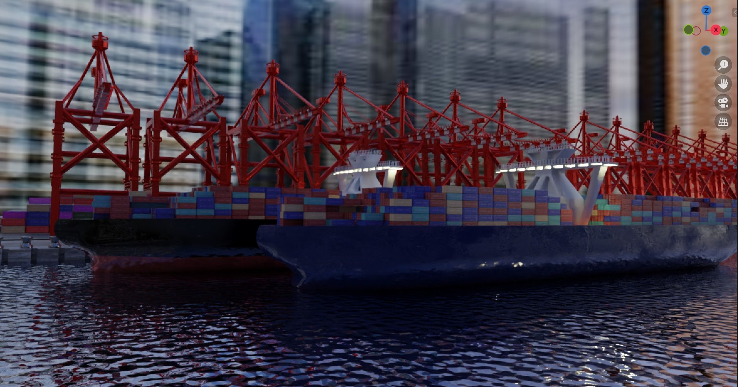 Realistic Port Terminal with cargo-container 3D model_5