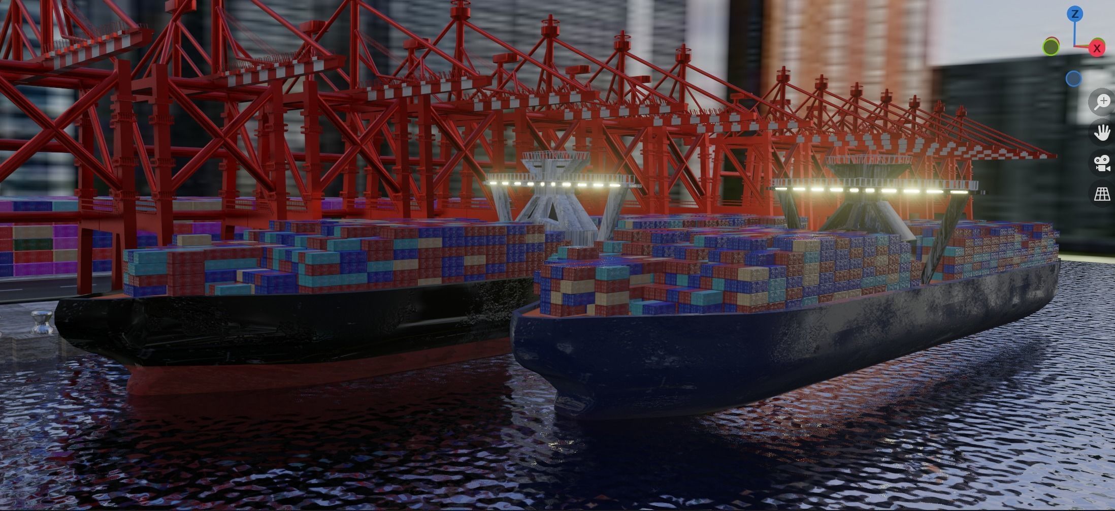 Realistic Port Terminal with cargo-container 3D model_17
