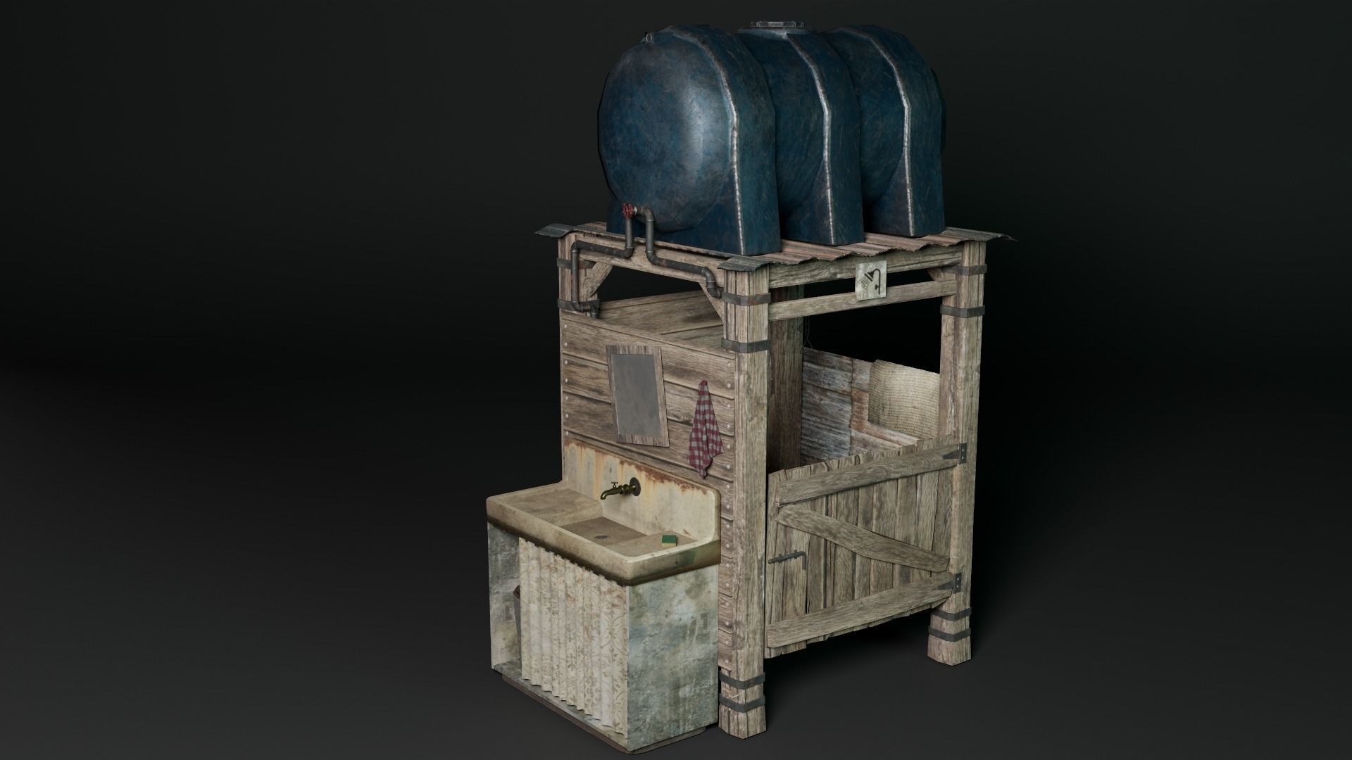 Apocalyptic Shower 3D Low-Poly 3D model_1