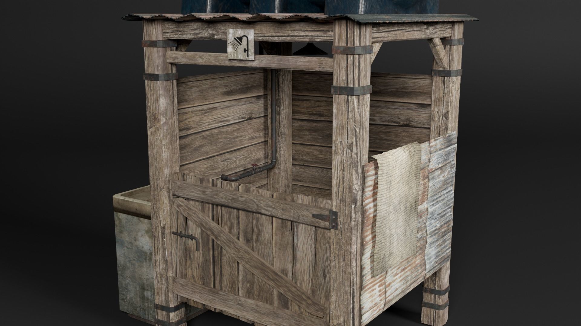 Apocalyptic Shower 3D Low-Poly 3D model_3