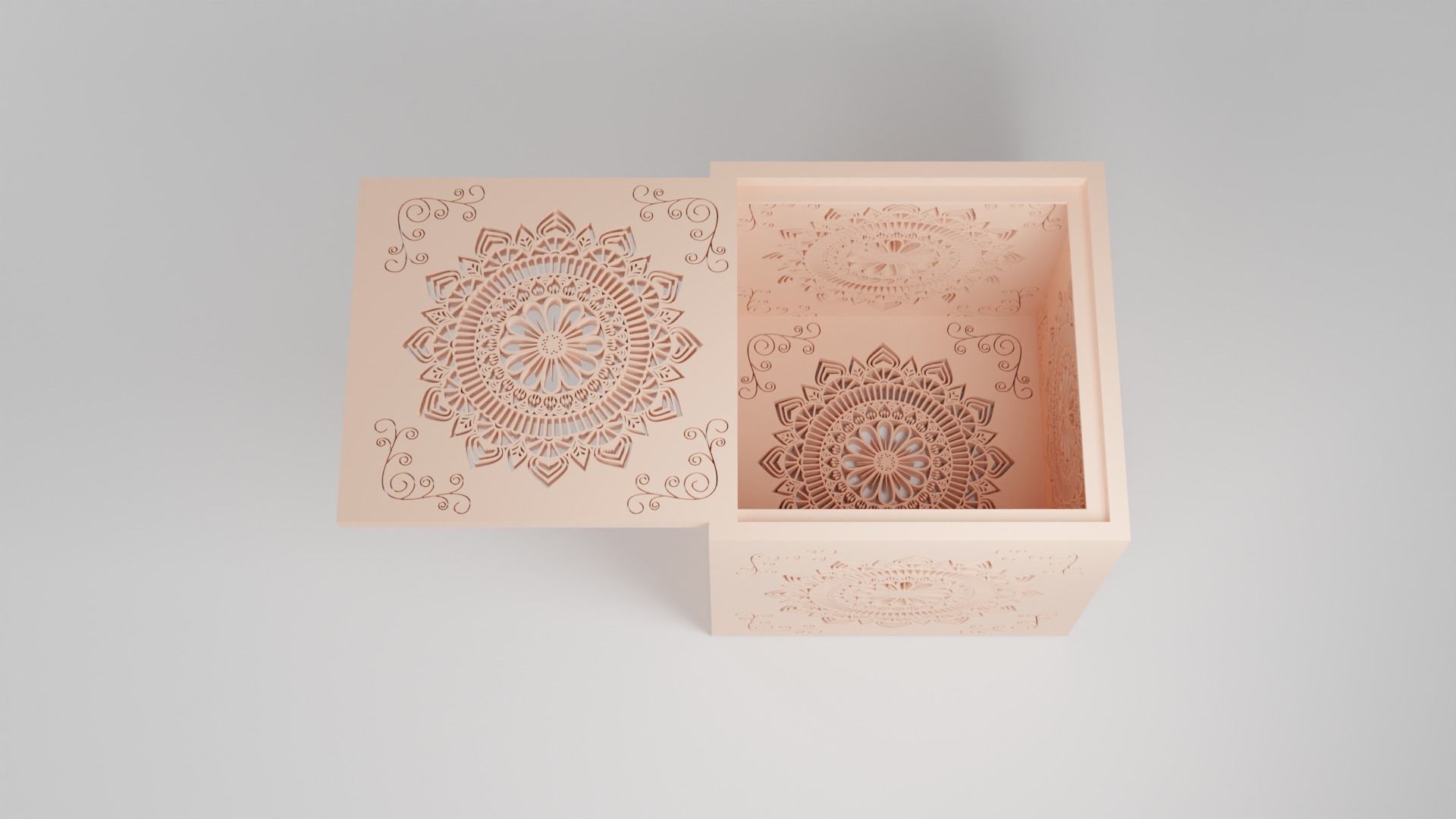 Mandala Patterned Box 3D print model_5