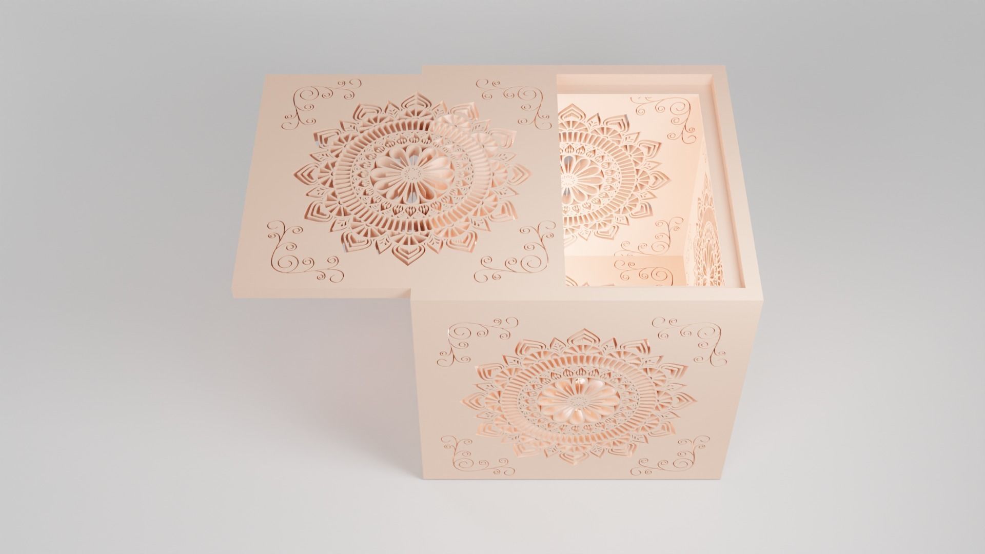 Mandala Patterned Box 3D print model_4