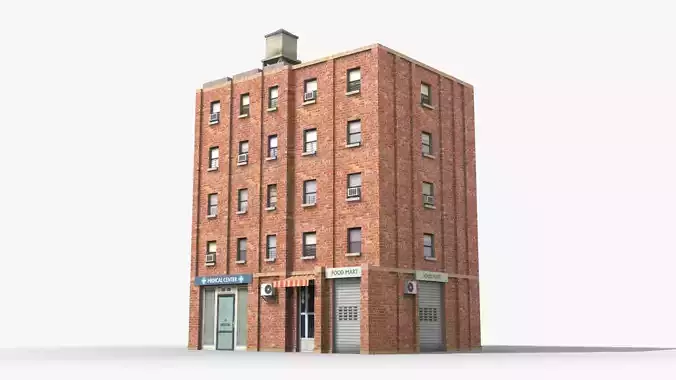 Apartment Building x13 Low-poly 3D model