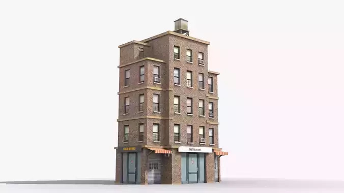 Apartment Building x15 Low-poly 3D model