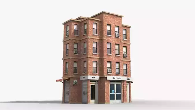Apartment Building x17 Low-poly 3D model
