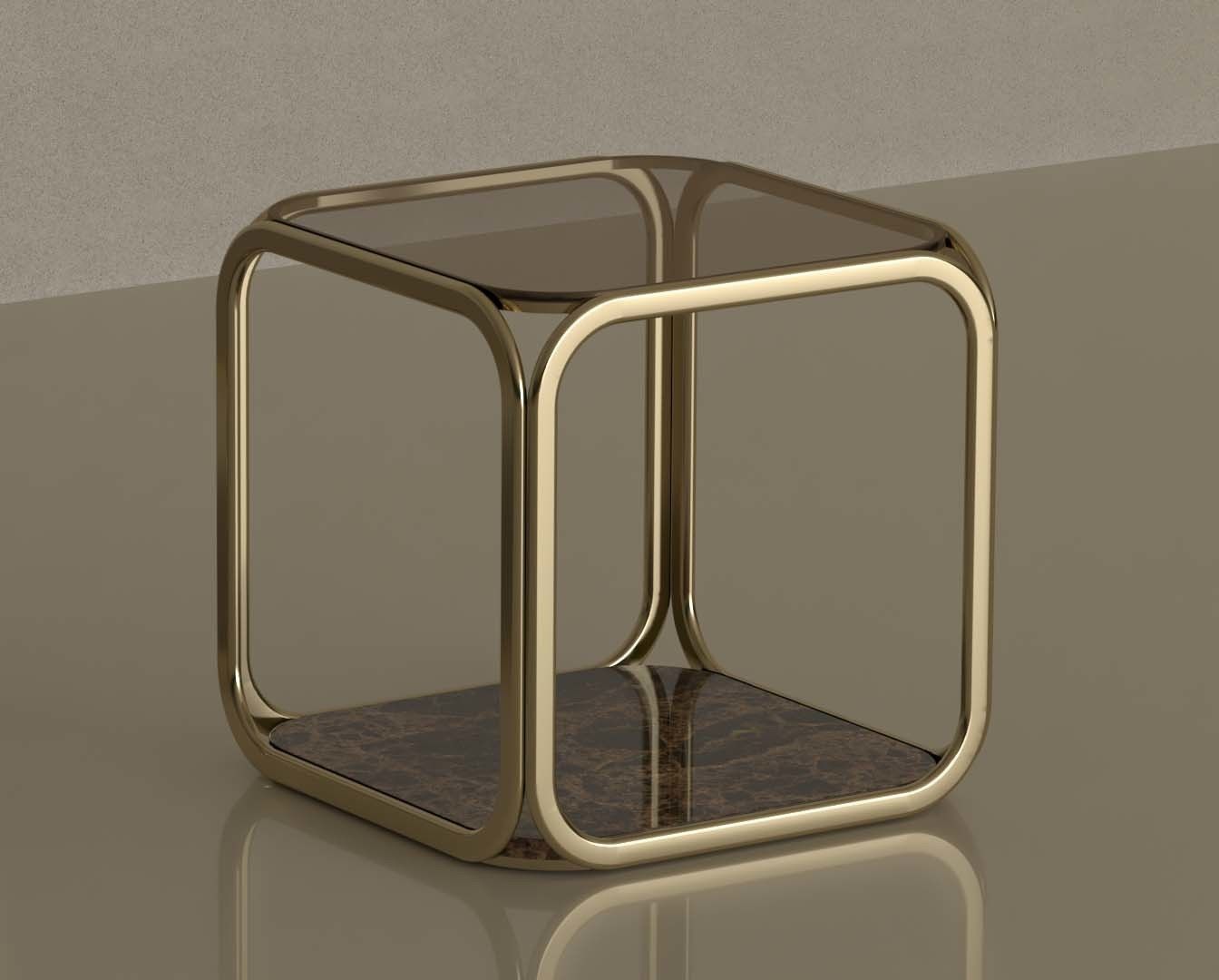 Coffe table - mirror glossy stainless 3D model_1