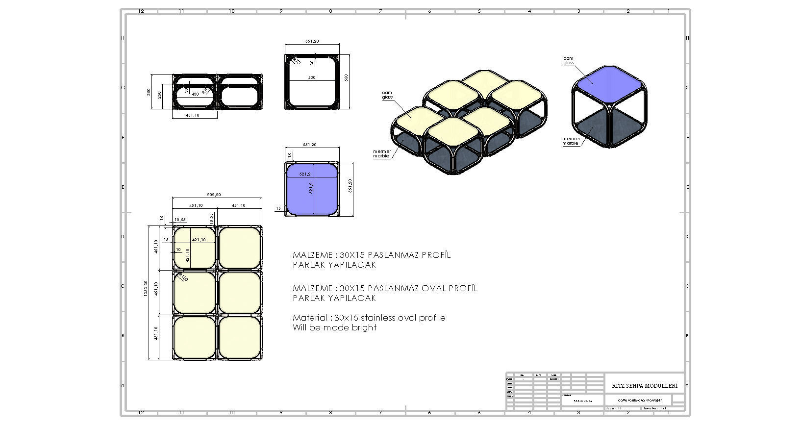 Coffe table - mirror glossy stainless 3D model_6