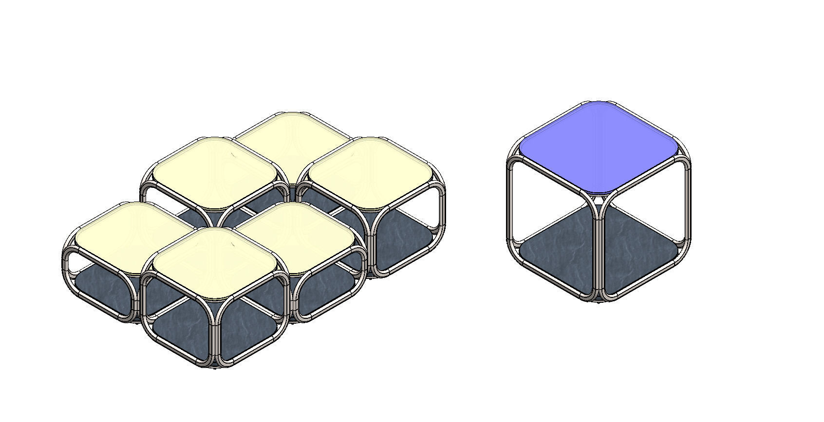 Coffe table - mirror glossy stainless 3D model_5