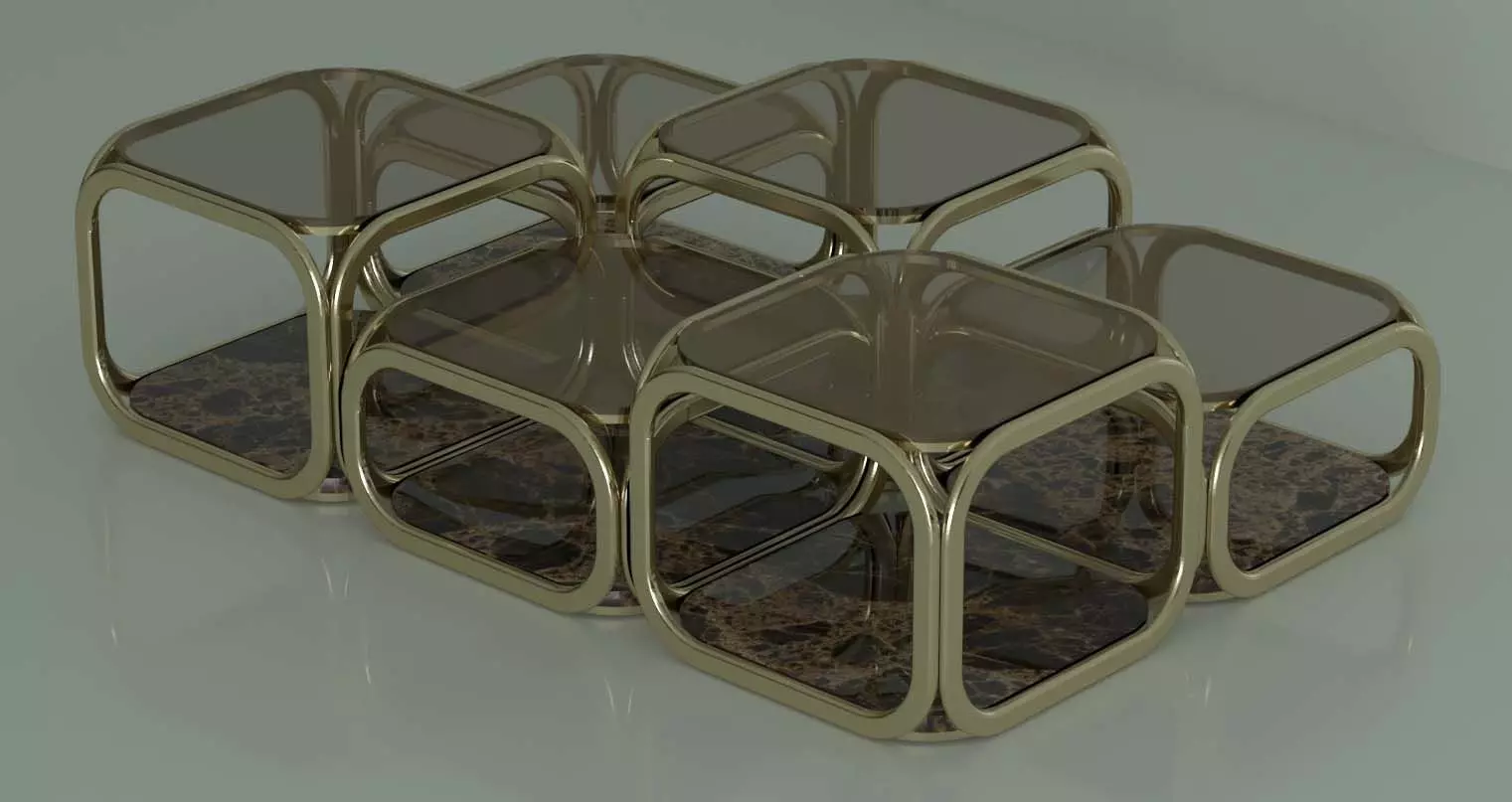Coffe table - mirror glossy stainless 3D model_0