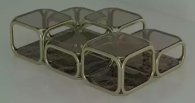 Coffe table - mirror glossy stainless 3D model