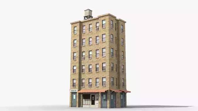 Apartment Building x20 Low-poly 3D model