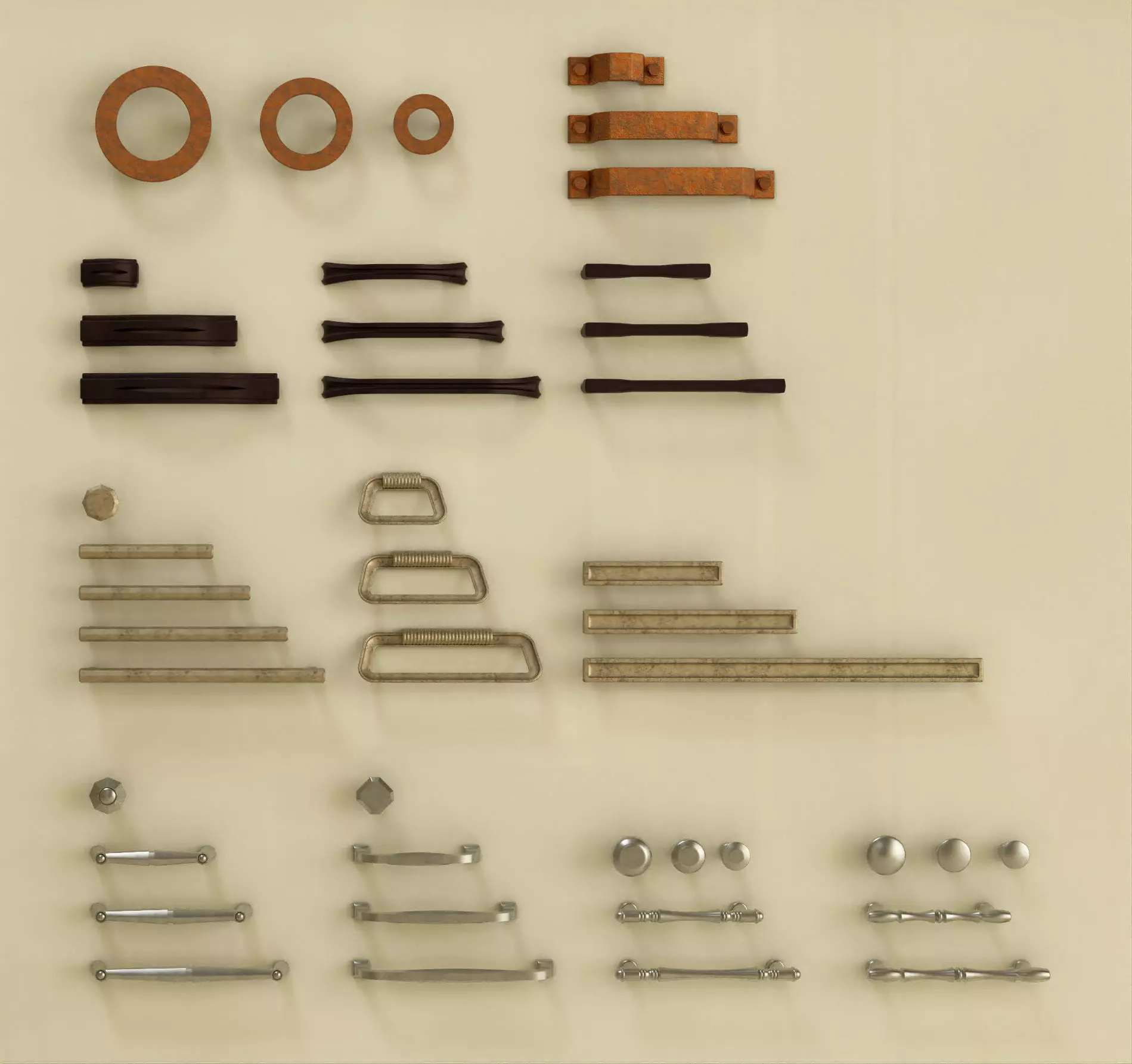 Giusti furniture handle set 01 Free 3D model_0