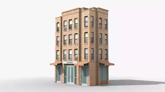 Apartment Building x21 Low-poly 3D model