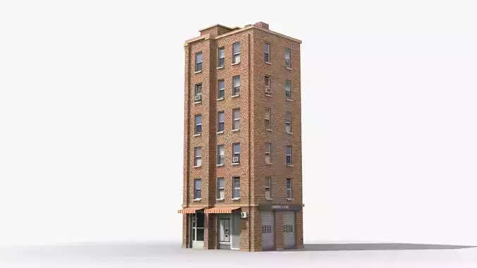 Apartment Building x22 Low-poly 3D model