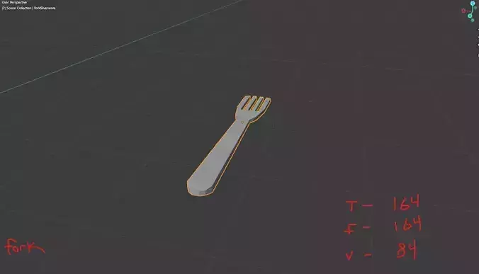 LowPolySilverware fork with numbers