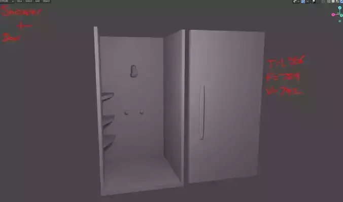 LowPolyShowerAndDoor bathroom with toilet and shower